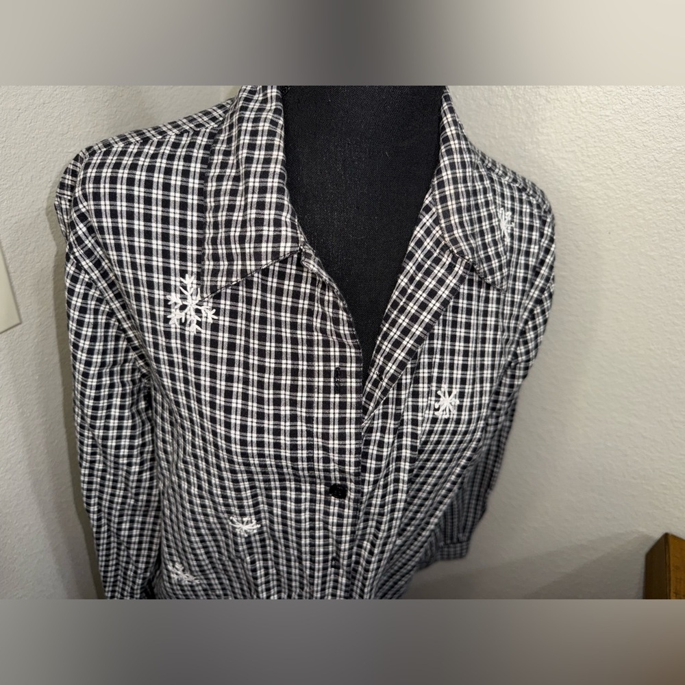 Vintage Black and‎ White Plaid Christmas Shirt- Size XL - Picture 5 of 9